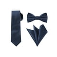 thumbnail image 1 of INSPIRE CHIC Men's Solid Color Necktie Pre-Tied Bow Tie and Pocket Square Set Ties for Wedding Business Navy Blue One Size, 1 of 7