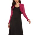 thumbnail image 1 of INSPIRE CHIC Mesh Shrug for Women's Ruffled Open Front Cropped Cardigan L Rose Red, 1 of 6