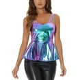 thumbnail image 1 of Allegra K Metallic Peplum Cami Top for Women's Sleeveless Spaghetti Strap Party Tank Tops, 1 of 5