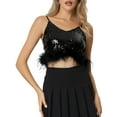 thumbnail image 1 of INSPIRE CHIC Women's Top Metallic Glitter Sequin Crop Sparkle V Neck Sleeveless Party Club Tops XS Black, 1 of 5
