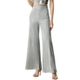 thumbnail image 1 of INSPIRE CHIC Metallic Sparkly High Waist Wide Leg Pants for Women's Trousers Clubwear XS Silver, 1 of 5