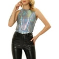 thumbnail image 1 of INSPIRE CHIC Metallic Tank Top for Women's Sleeveless Club Party Shiny Shirt XL Shiny Silver, 1 of 7