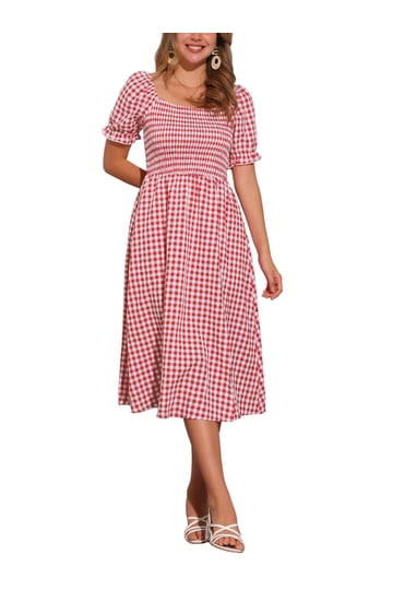 fitted lace wedding dress Red Gingham Polka Dot Sleeveless Dress - Maxi Dresses main image 1