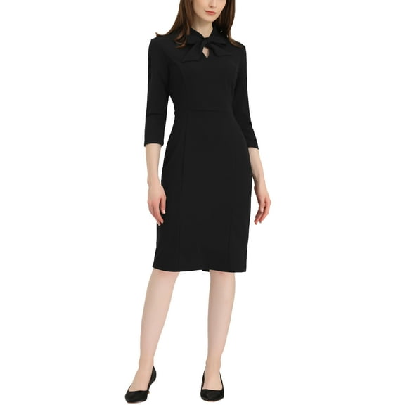 INSPIRE CHIC Women's Midi Wear-to-Work Bodycon Dress L Black