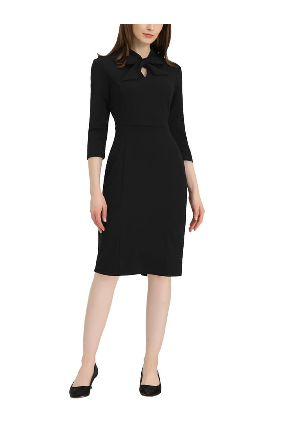 INSPIRE CHIC Women's Midi Wear-to-Work Bodycon Dress M Black