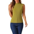 thumbnail image 1 of INSPIRE CHIC Mock Neck Blouse for Women's Summer Knit Ribbed Sleeveless Tops, 1 of 5