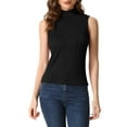 thumbnail image 1 of INSPIRE CHIC Mock Neck Tank Top for Women's Stand Collar Sleeveless Ribbed Knit Tops S Black, 1 of 6