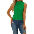 thumbnail image 1 of INSPIRE CHIC Mock Neck Tank Top for Women's Stand Collar Sleeveless Ribbed Knit Tops XS Green, 1 of 6