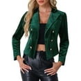 thumbnail image 1 of INSPIRE CHIC Notch Lapel Jacket for Women's Long Sleeve Cocktail Party Velvet Blazer, 1 of 6