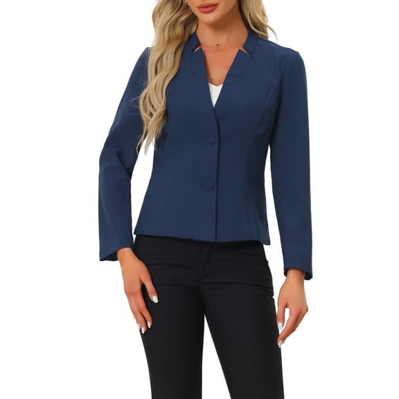 INSPIRE CHIC Notched Collar Blazer for Women's Long Sleeve Two Buttons Suit Office Work Blazers