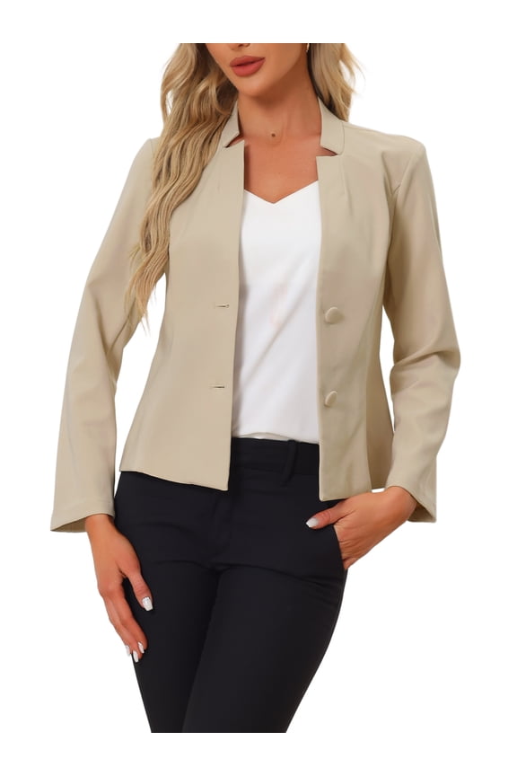 Notched Collar Blazer for Women's Long Sleeve Two Buttons Suit Office Work Blazers