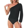 thumbnail image 1 of INSPIRE CHIC One Shoulder Bodysuit for Women's Long Sleeve Casual Ribbed Body Suits, 1 of 5