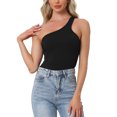 thumbnail image 1 of INSPIRE CHIC One Shoulder Bodysuits for Women's Sleeveless Backless Slimming Thong Tank Top Black XS, 1 of 5