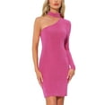 thumbnail image 1 of INSPIRE CHIC One Shoulder Dress for Women's Party Halter Neck Bodycon Mini Dresses XS Hot Pink, 1 of 6