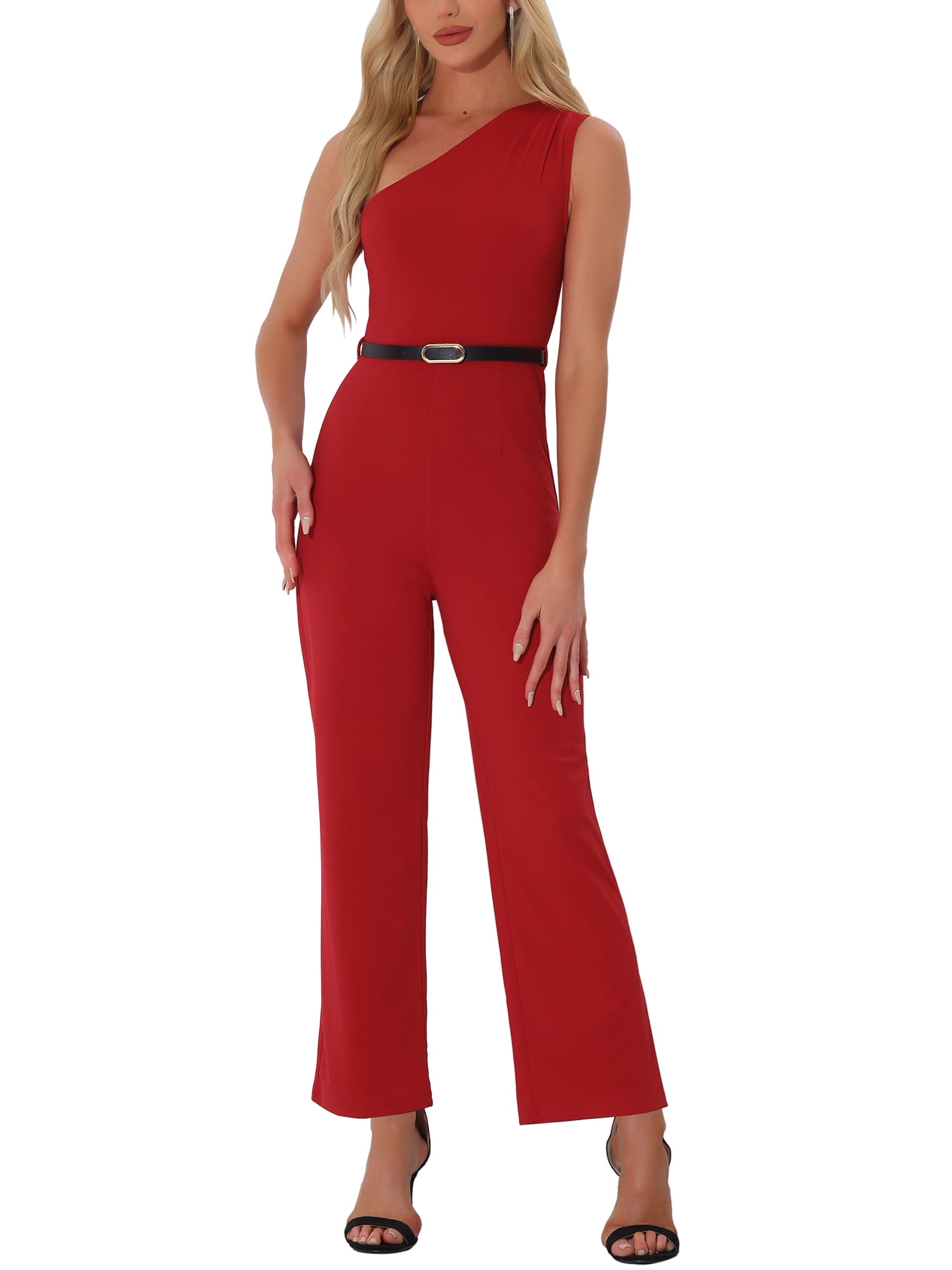 Top Bebe Jumpsuit Womens Small Red Tie Waist Cutout Back Sleeveless Wide Leg