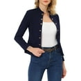 thumbnail image 1 of INSPIRE CHIC Open Front Blazers for Women's Casual Long Sleeves Buttons Office Suit Jacket XS Navy Blue, 1 of 7
