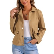 INSPIRE CHIC Outerwear Coat for Women Long Sleeve Button Cropped Jacket Coat