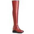 thumbnail image 1 of BLISSFUL STEP Over The Knee Platform Wedge Boots for Women Red 7, 1 of 6