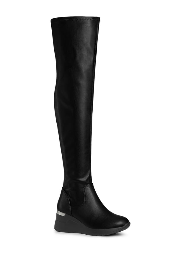 Over The Knee Platform Wedge Boots for Women Black 6