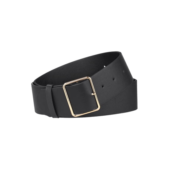 INSPIRE CHIC PU Leather Belts for Women Metal Pin Buckle 2 inches Wide Belt for Dress Pants Black