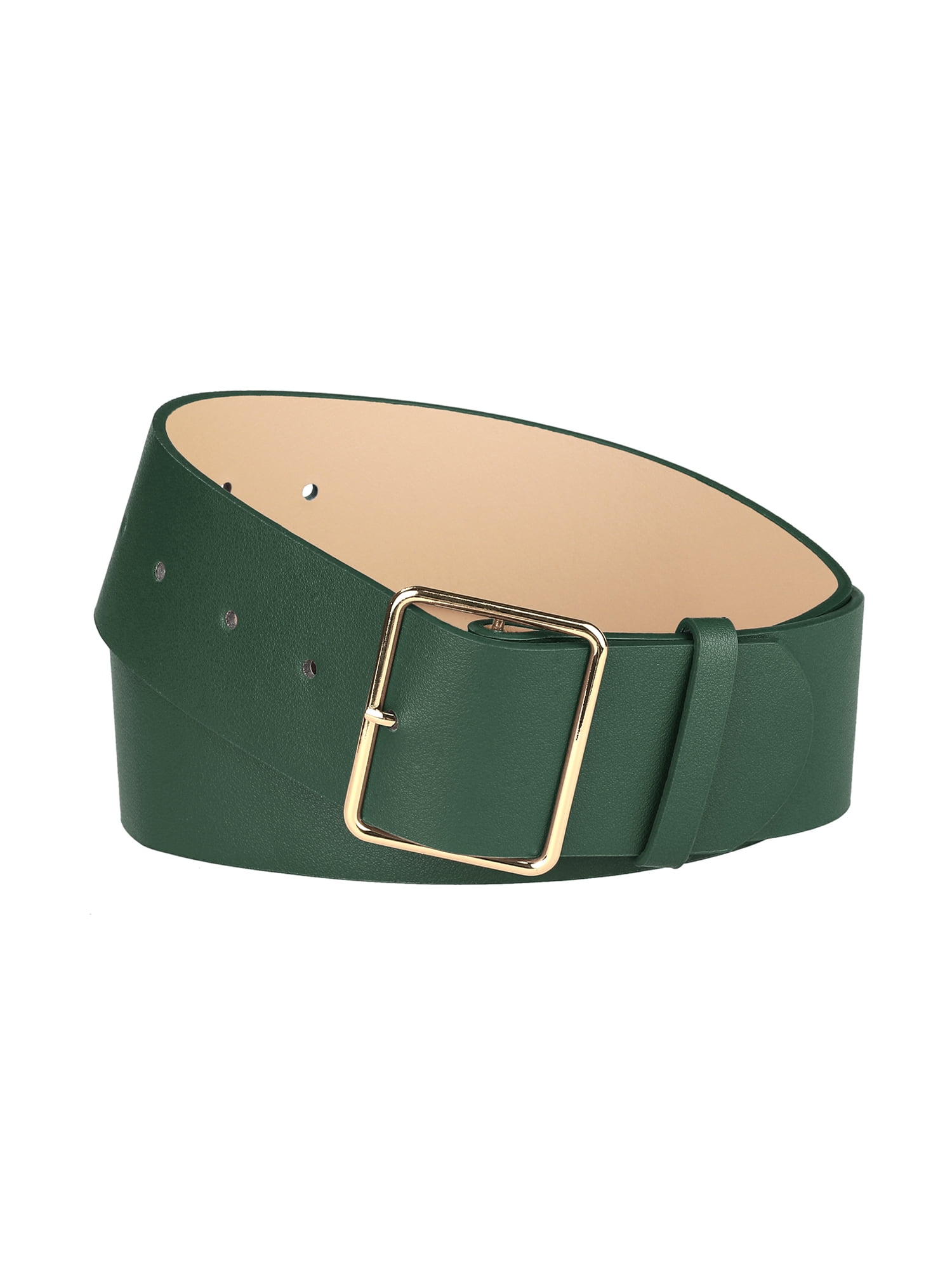 Inspire Chic PU Leather Belts for Women Metal Pin Buckle 2 inches Wide Belt for Dress Pants Green, Women's, Size: One size