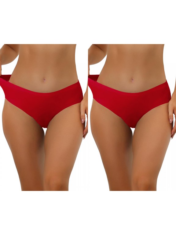 Panties for Women Unlined Comfortable Underwear No Show Elastic Waist Brief 2 Packs