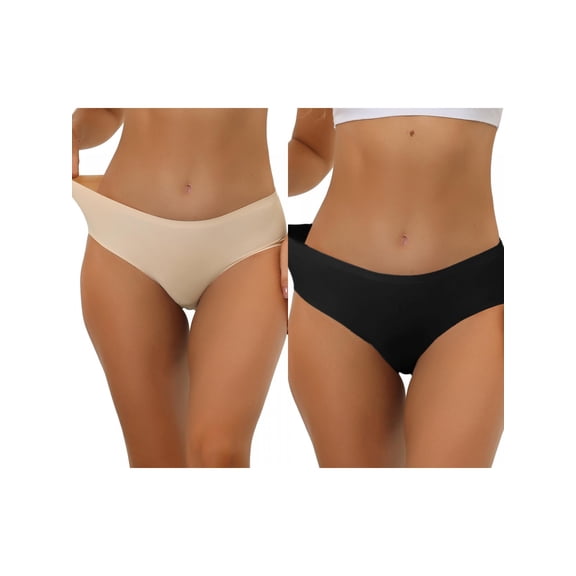 NOMADIC NOOK Panties for Women Unlined Comfortable Underwear No Show Elastic Waist Brief 2 Packs