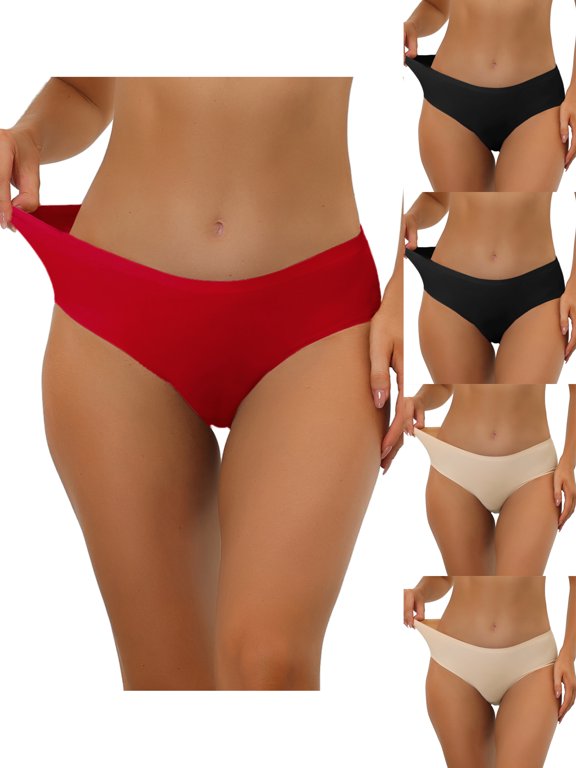 Panties for Women Unlined Comfortable Underwear No Show Elastic Waist Brief 5 Packs