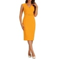 thumbnail image 1 of INSPIRE CHIC Women's Sheath Dress Sleeveless V Neck Wear-to-Work Belt Pencil Dresses M Bright Orange, 1 of 6