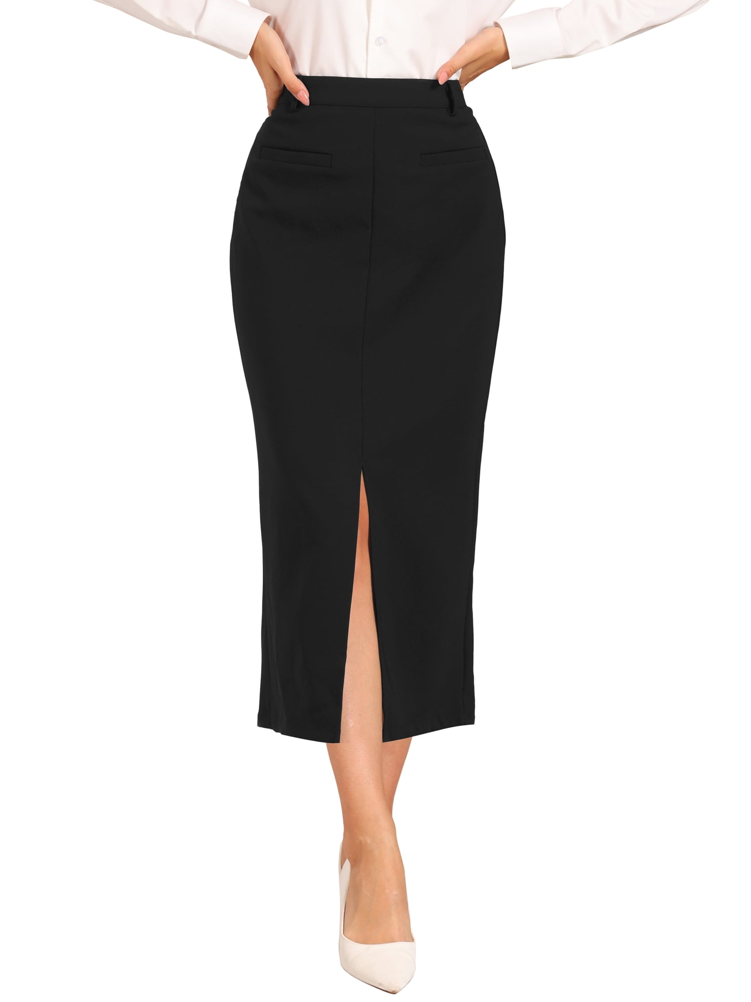 INSPIRE CHIC Pencil Skirt for Women's High Waist Work Office Slit Maxi ...