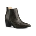 thumbnail image 1 of BLISSFUL STEP Perforated Block Heels Zipper Western Ankle Booties for Women Coffee 8.5, 1 of 7