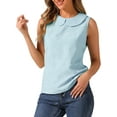 thumbnail image 1 of INSPIRE CHIC Women's Peter Pan Collar Blouse Casual Sleeveless Jacquard Floral Tank Top XS Light Blue, 1 of 6