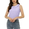 thumbnail image 1 of INSPIRE CHIC Women's Peter Pan Collar Blouse Casual Sleeveless Jacquard Floral Tank Top XS Light Purple, 1 of 6
