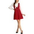 thumbnail image 1 of INSPIRE CHIC Pinafore Dress for Women's A-Line Double Breasted Overalls Suspenders XS Red, 1 of 5