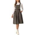 thumbnail image 1 of INSPIRE CHIC Plaid Overall Dress for Women's Vintage Sleeveless A-Line Pinafore Dress M Brown, 1 of 6