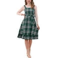 thumbnail image 1 of INSPIRE CHIC Plaid Vintage Dress for Women Ruffled Sleeveless Tie Waist A-Line Pinafore Overall Dresses L Green, 1 of 6