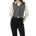 thumbnail image 1 of INSPIRE CHIC Plaid Waistcoat for Women's Fringe Trim Vintage 1950s Suit Vest XS Black, 1 of 6