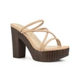 thumbnail image 1 of BLISSFUL STEP Women's Platform Strappy Crisscross Strap Block Heel Slide Sandals Nude 6.5, 1 of 7