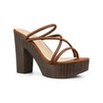 thumbnail image 1 of BLISSFUL STEP Women's Platform Strappy Crisscross Strap Block Heel Slide Sandals Dark Brown 8, 1 of 7