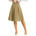 thumbnail image 1 of INSPIRE CHIC Pleated Midi Skirt for Women's Button Decor High Waist Casual Office Swing Skirts XS Khaki, 1 of 6