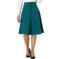 thumbnail image 1 of INSPIRE CHIC Pleated Midi Skirt for Women's Button Decor High Waist Casual Office Swing Skirts M Lake Blue, 1 of 6