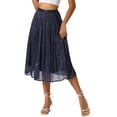 thumbnail image 1 of INSPIRE CHIC Pleated Midi Skirt for Women's Elastic Waist Casual Accordion Skirts S Navy Blue, 1 of 6