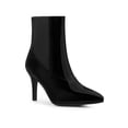 thumbnail image 1 of BLISSFUL STEP Women's Pointed Toe Zip Patent Leather Stiletto High Heels Ankle Boots Black 6, 1 of 7