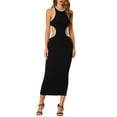 thumbnail image 1 of INSPIRE CHIC Women's Elegant Round Neck Sleeveless Midi Dress XS Black, 1 of 5