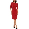 thumbnail image 1 of INSPIRE CHIC Ruched Dress for Women's Short Sleeve Business Work Dress Trendy M Red, 1 of 5