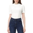 thumbnail image 1 of INSPIRE CHIC Ruffle Collar Shirt for Women's Short Sleeve Velvet Tops Blouse M White, 1 of 6
