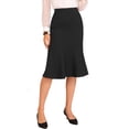 thumbnail image 1 of INSPIRE CHIC Ruffle Hem Pencil Skirt for Women's Fishtail High Waist Business Elegant Casual Midi Skirts M Black, 1 of 5