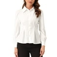 thumbnail image 1 of INSPIRE CHIC Ruffle Shirt for Women's Long Sleeve Button Up Office Work Blouse M White, 1 of 6
