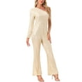 thumbnail image 1 of INSPIRE CHIC Sequin Jumpsuits for Women's One Shoulder See Through Wide Legs Party Romper XS Gold, 1 of 5