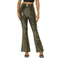 thumbnail image 1 of INSPIRE CHIC Women's Pant Sequin Sparkle Stretch Shiny Glitter Flare Bell Bottoms Pants M Gold, 1 of 6